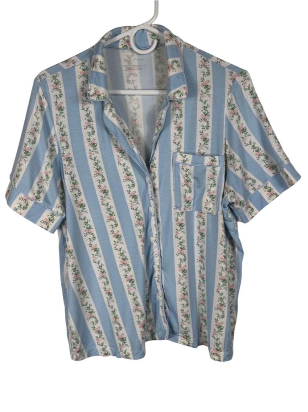 Rachel Ashwell Blue Floral Stripe Pajama Set Size L/G - Picture 2 of 8